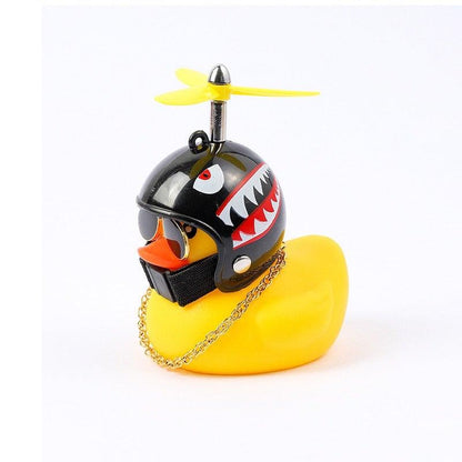 Small Yellow Bike Duck Bicycle Bell Luminous Airscrew Helmet Duck Ducky Bicycle Wind Motor Riding Cycling Lights Horn Rubber Duck Toy Car Ornaments Yellow Duck Car Dashboard Decorations Squeeze Duck Bicycle Horns With Propeller Helmet
