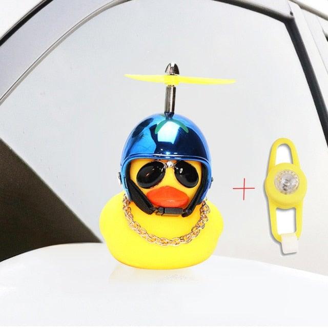Small Yellow Bike Duck Bicycle Bell Luminous Airscrew Helmet Duck Ducky Bicycle Wind Motor Riding Cycling Lights Horn Rubber Duck Toy Car Ornaments Yellow Duck Car Dashboard Decorations Squeeze Duck Bicycle Horns With Propeller Helmet