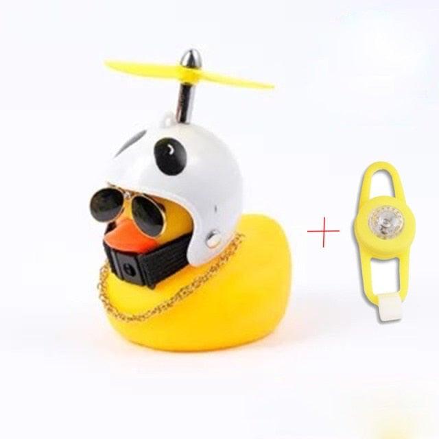 Small Yellow Bike Duck Bicycle Bell Luminous Airscrew Helmet Duck Ducky Bicycle Wind Motor Riding Cycling Lights Horn Rubber Duck Toy Car Ornaments Yellow Duck Car Dashboard Decorations Squeeze Duck Bicycle Horns With Propeller Helmet