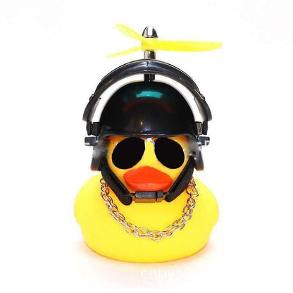 Small Yellow Bike Duck Bicycle Bell Luminous Airscrew Helmet Duck Ducky Bicycle Wind Motor Riding Cycling Lights Horn Rubber Duck Toy Car Ornaments Yellow Duck Car Dashboard Decorations Squeeze Duck Bicycle Horns With Propeller Helmet