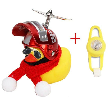 Small Yellow Bike Duck Bicycle Bell Luminous Airscrew Helmet Duck Ducky Bicycle Wind Motor Riding Cycling Lights Horn Rubber Duck Toy Car Ornaments Yellow Duck Car Dashboard Decorations Squeeze Duck Bicycle Horns With Propeller Helmet