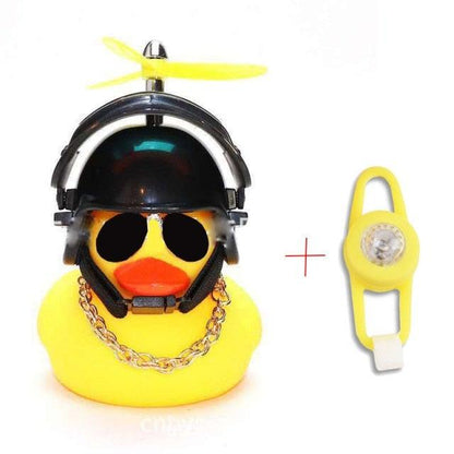 Small Yellow Bike Duck Bicycle Bell Luminous Airscrew Helmet Duck Ducky Bicycle Wind Motor Riding Cycling Lights Horn Rubber Duck Toy Car Ornaments Yellow Duck Car Dashboard Decorations Squeeze Duck Bicycle Horns With Propeller Helmet