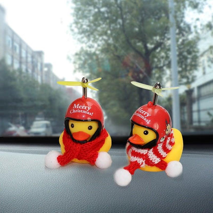 Small Yellow Bike Duck Bicycle Bell Luminous Airscrew Helmet Duck Ducky Bicycle Wind Motor Riding Cycling Lights Horn Rubber Duck Toy Car Ornaments Yellow Duck Car Dashboard Decorations Squeeze Duck Bicycle Horns With Propeller Helmet