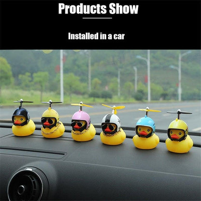 Small Yellow Bike Duck Bicycle Bell Luminous Airscrew Helmet Duck Ducky Bicycle Wind Motor Riding Cycling Lights Horn Rubber Duck Toy Car Ornaments Yellow Duck Car Dashboard Decorations Squeeze Duck Bicycle Horns With Propeller Helmet