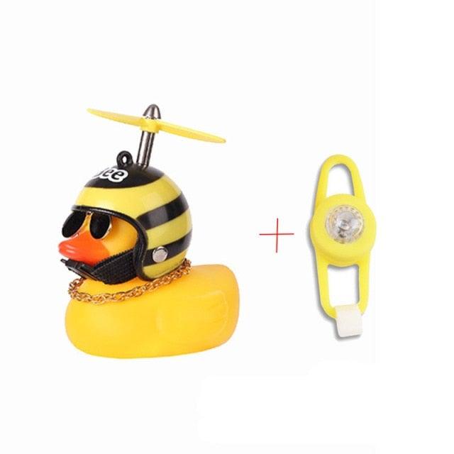 Small Yellow Bike Duck Bicycle Bell Luminous Airscrew Helmet Duck Ducky Bicycle Wind Motor Riding Cycling Lights Horn Rubber Duck Toy Car Ornaments Yellow Duck Car Dashboard Decorations Squeeze Duck Bicycle Horns With Propeller Helmet